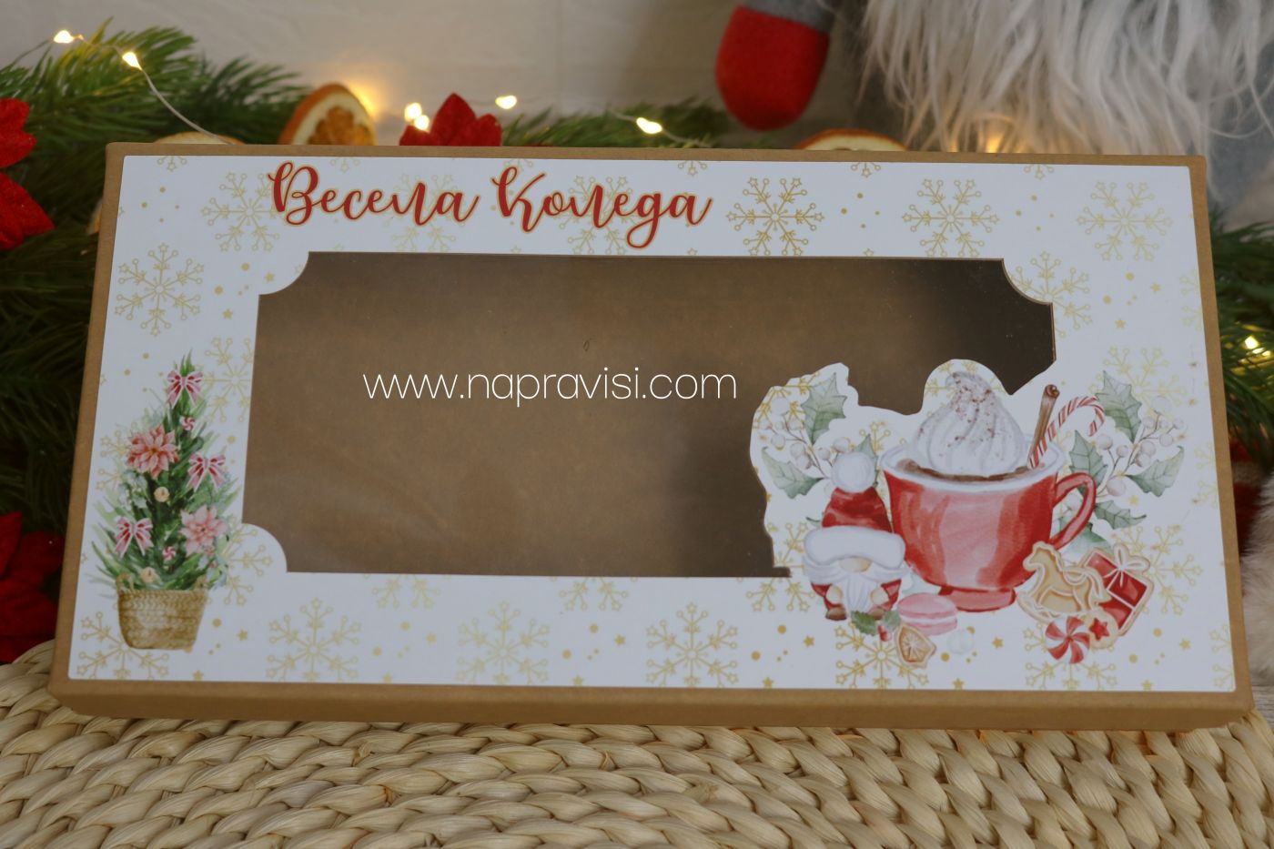 Крафт кутия 24х12х4см Коледа